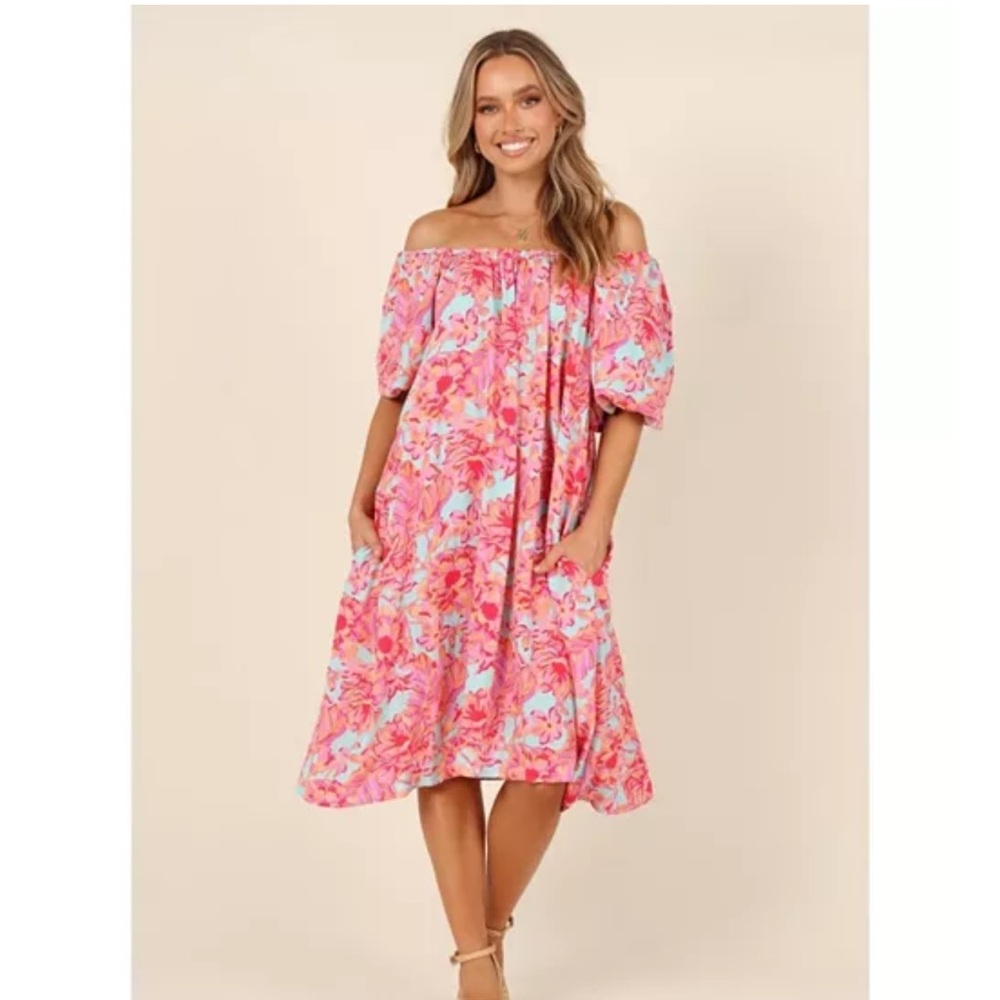 Petal & Pup Leyden Dress Size 8 NWT! Floral off the shoulder flowy mini dress - Picture 4 of 16